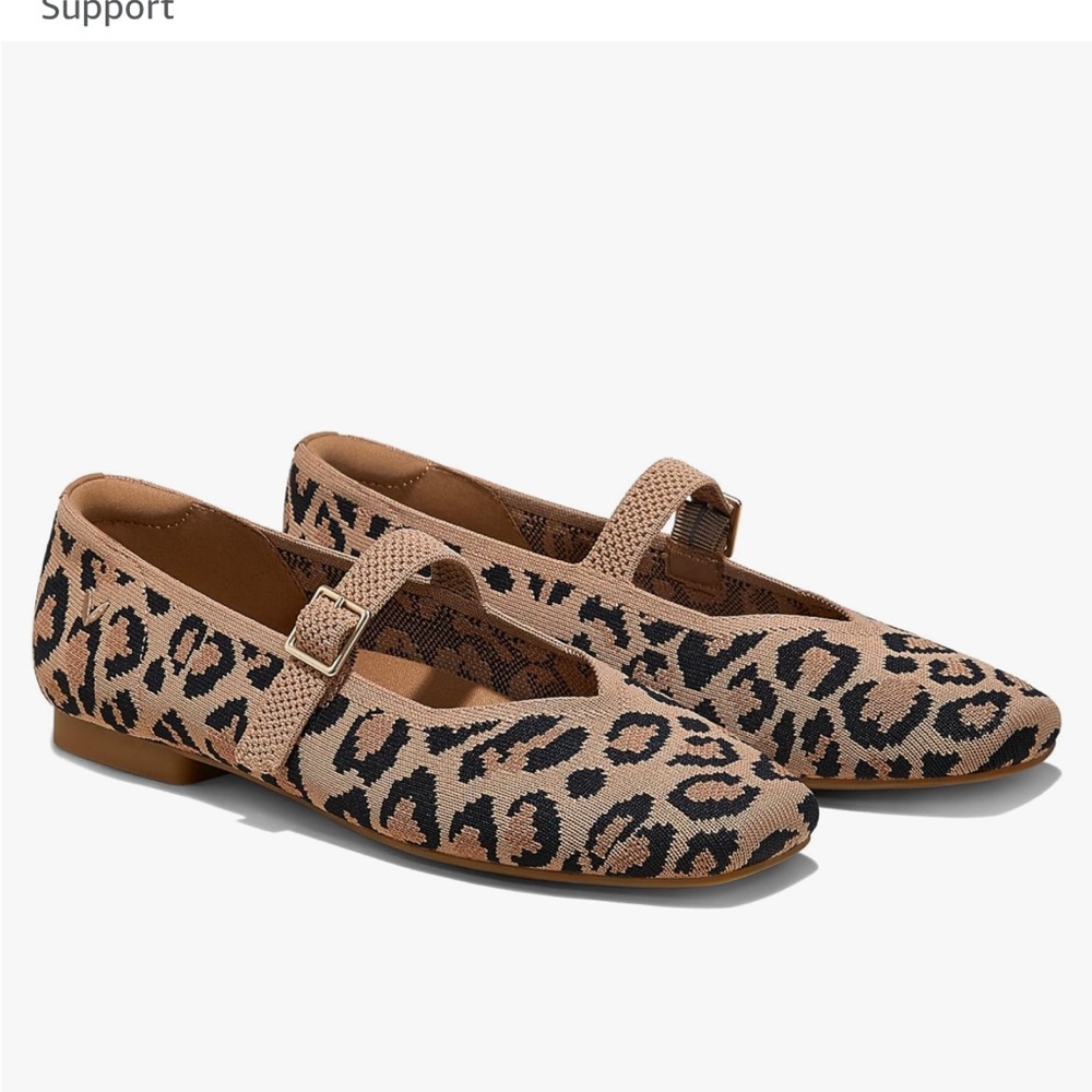 VIVAIA Dark Leopard Margot Mary Jane Women Flat Shoes Slip on Square-Toe